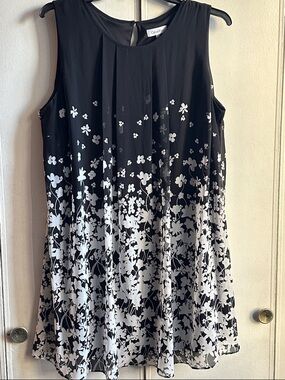 Calvin Klein Black & White Floral Sleeveless Dress